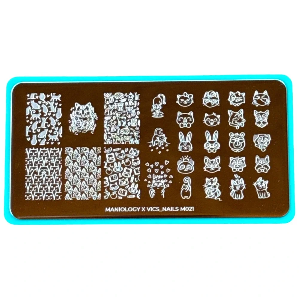 Maniology X Vics_Nails M021 Nail Stamping Plate Cute Cats Animals Kawaii Art